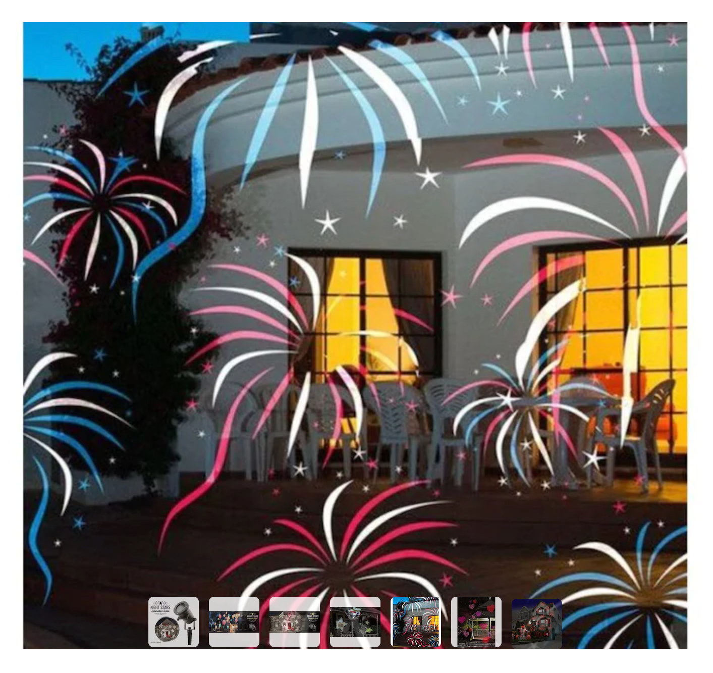 Night Stars Celebration Series Motion Projection Lightning - LED lampe med 6 mønstre 12 W