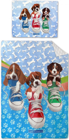 Sengetøj til børn Keith Kimberlin - Hunde i sko, 140×200cm, 70×90 cm, 100% Bomuld