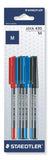 Staedtler Pen Stick 430 Medium 430MSBK6D (6 stk) - blå, sort, rød