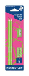 Staedtler Skolesæt Wopex Neon Graphite Pencil Set - 2 Blyanter, 1 Viskelæder, 1 Blyantspidser