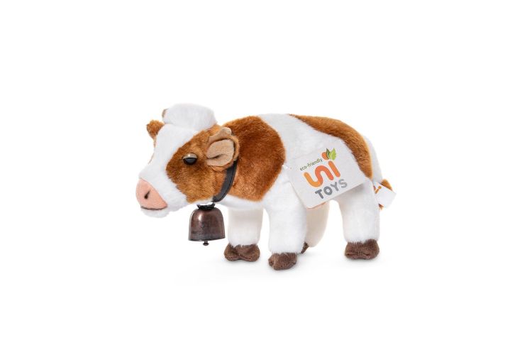 Uni-Toys Ko med klokke bamse 22 cm