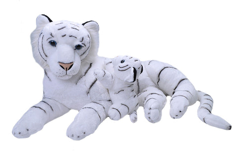 Wild Republic Jumbo Mom & Baby Hvid Tiger 60 cm